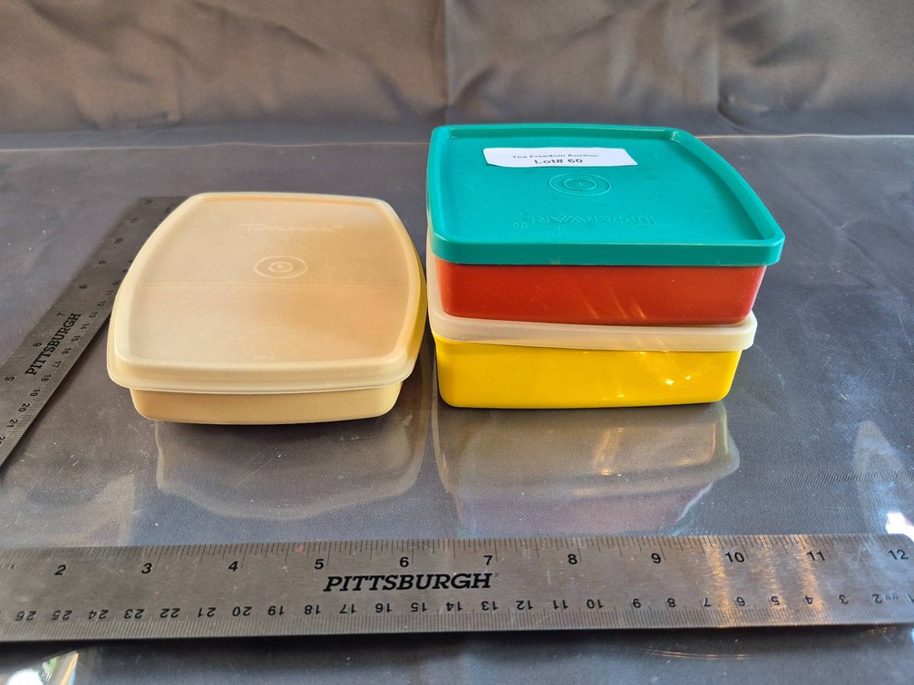 Four Vintage Tupperware Stacking Storage Containers with Lids