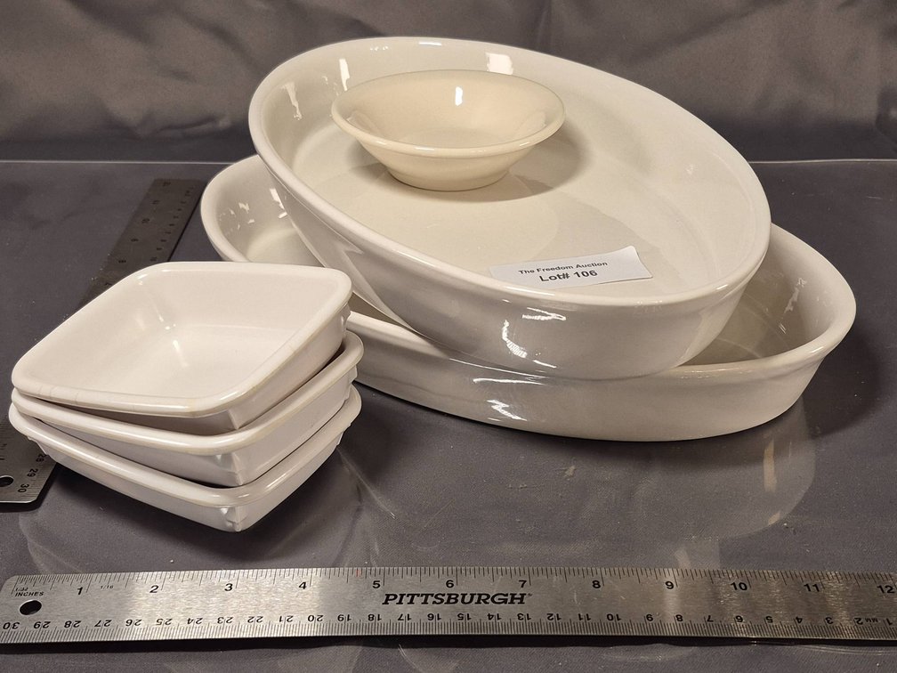 White Serving Dishes, Including Long Vite and Hallmark USA Pieces