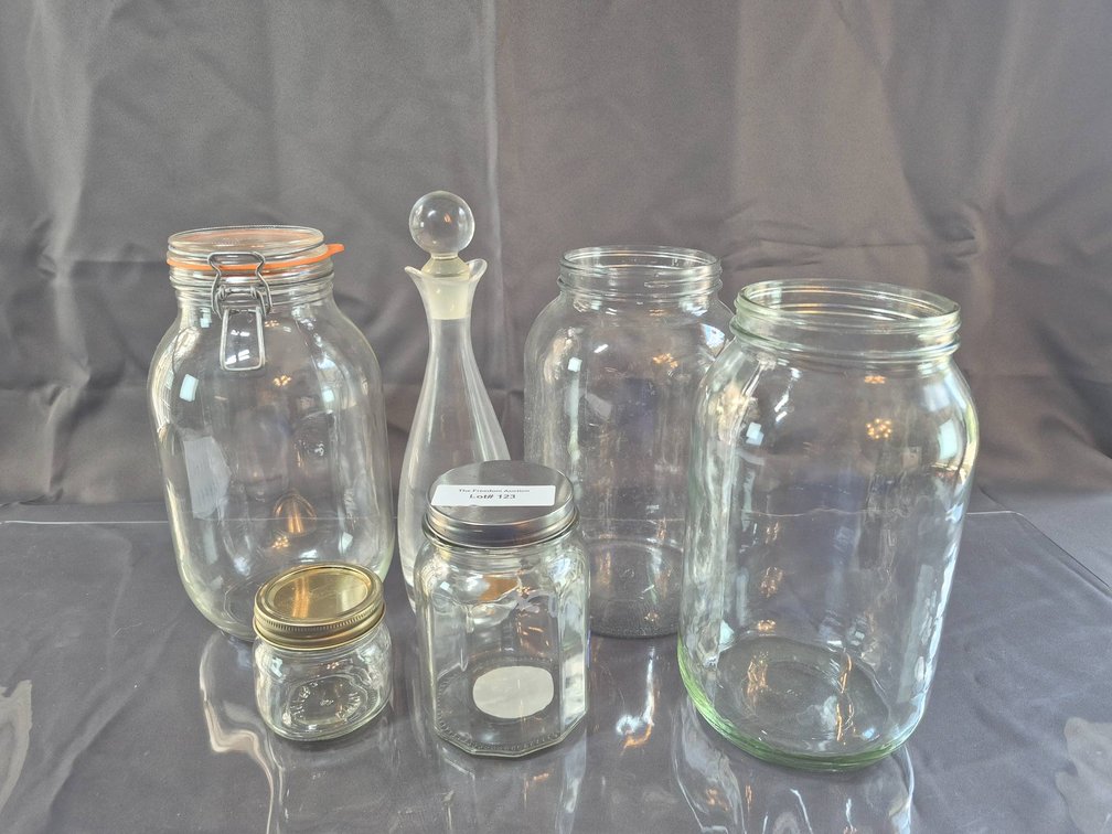 Glass Storage Jars and Decanter with Stopper