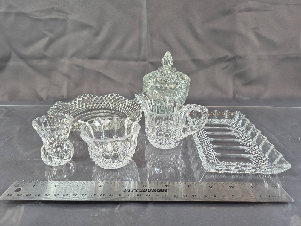 Pressed Glassware, Including Bowls, Plates, and Serving Dishes