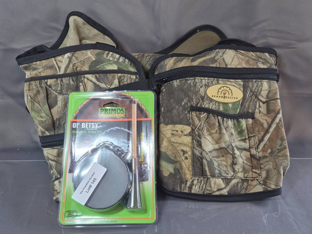 Beard Buster Camouflage Vest with Primos Ol' Betsy Turkey Call