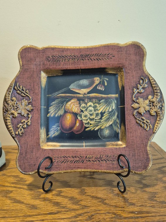 Raymond Waites Decorative Plate for Toyo with Painted Fruit and Bird Motif
