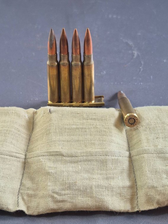 7.92x57mm Mauser Rounds in Fabric Pouch with Possible Missing Ammunition