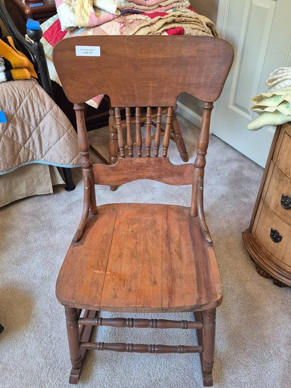 Wooden Spindle-Back Rocking Chair with Turned Detailing