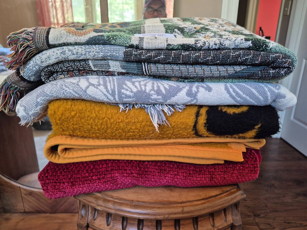 Throws Including New Orleans Saints and House with Wrap-Around Porch