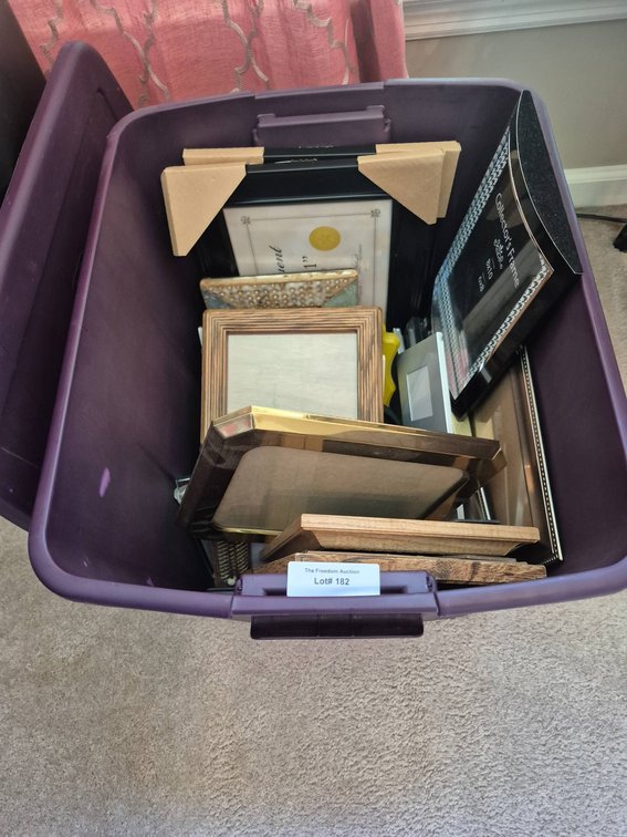 Picture Frames in Storage Bin
