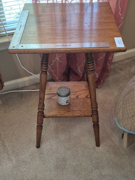 Wooden Side Table with Turned Legs and Two Shelves