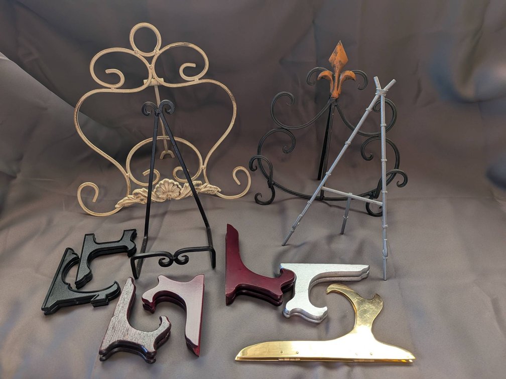 Display Easels and Plate Stands in Various Materials and Finishes