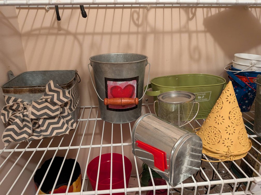 Decorative Metal Buckets, Tins, and Accessories