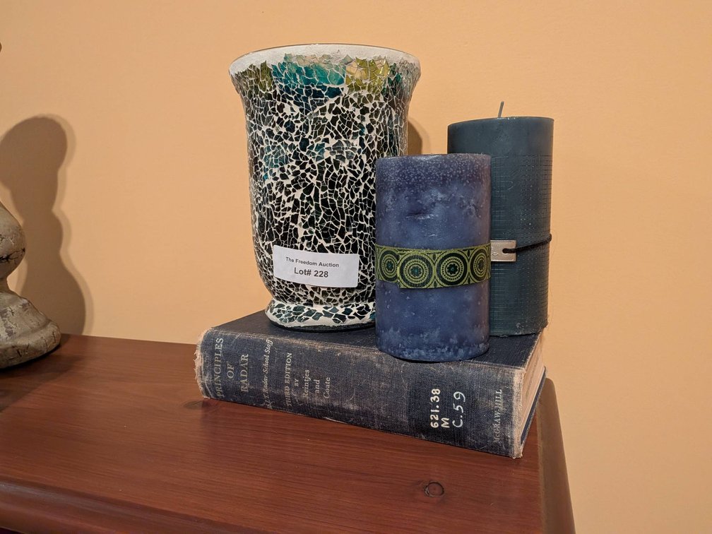 Decorative Candles with Mosaic Vase