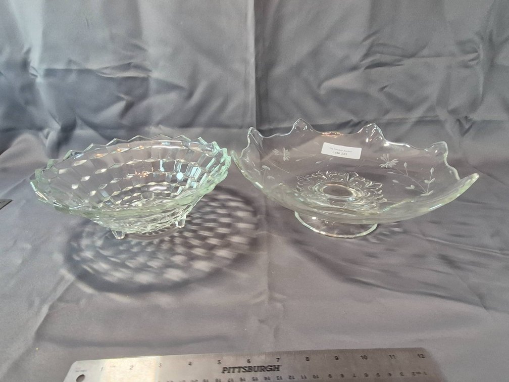 2 Clear Glass Decorative Bowls