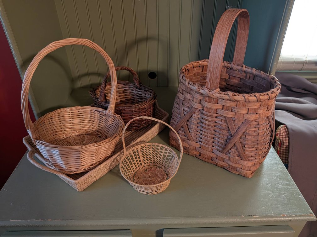 Handwoven Wicker and Wood Baskets in Various Styles and Sizes