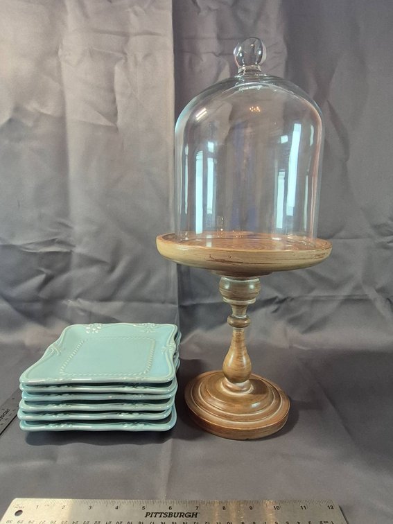 Southern Living at HOME Cake Stand with Glass Dome and Gallery Plates