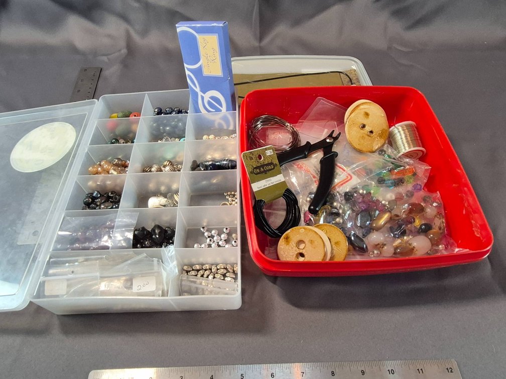 Beads, Jewelry Making Supplies, and Tools in Organizer