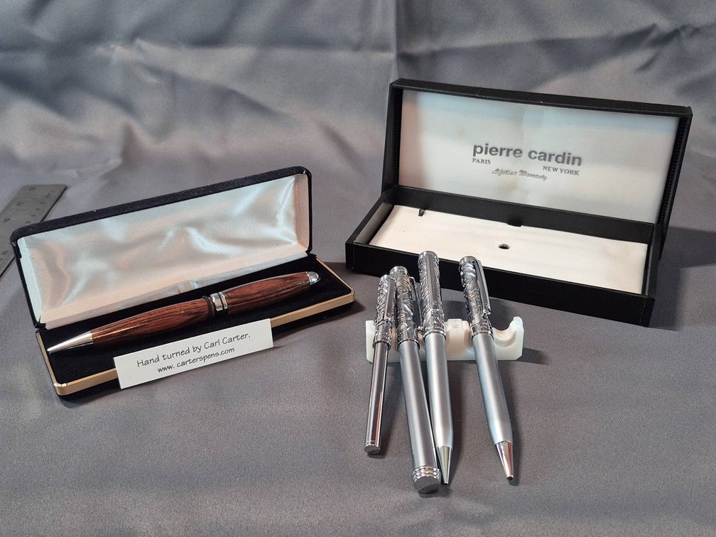 Pierre Cardin Pen Set and Hand-Turned Wooden Pen by Carl Carter