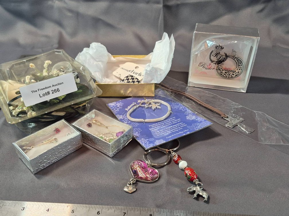 Jewelry and Accessories Lot with Bracelets, Earrings, and Keychains