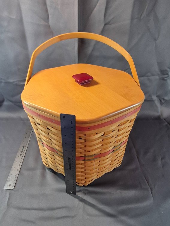 Longaberger Hexagon Basket with Lid and Plastic Insert