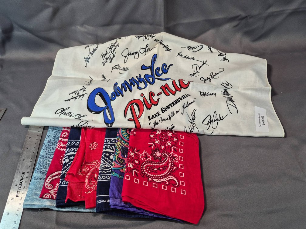 Bandanas Including Printed Signed Johnny Lee Pic-Nic Bandana