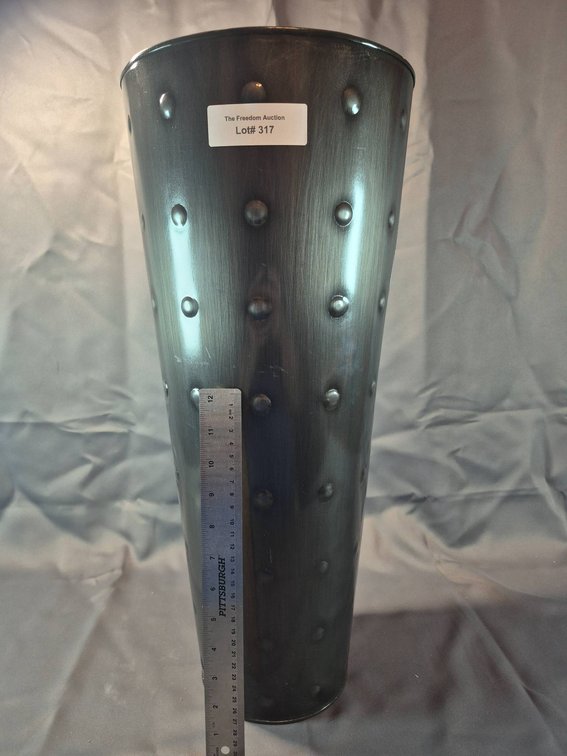 Metal Vase with Dimpled Design, Lot #317