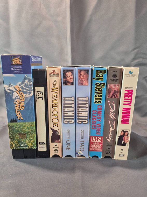 7 VHS Tapes, Including 'Titanic,' 'E.T.,' and 'Pretty Woman'
