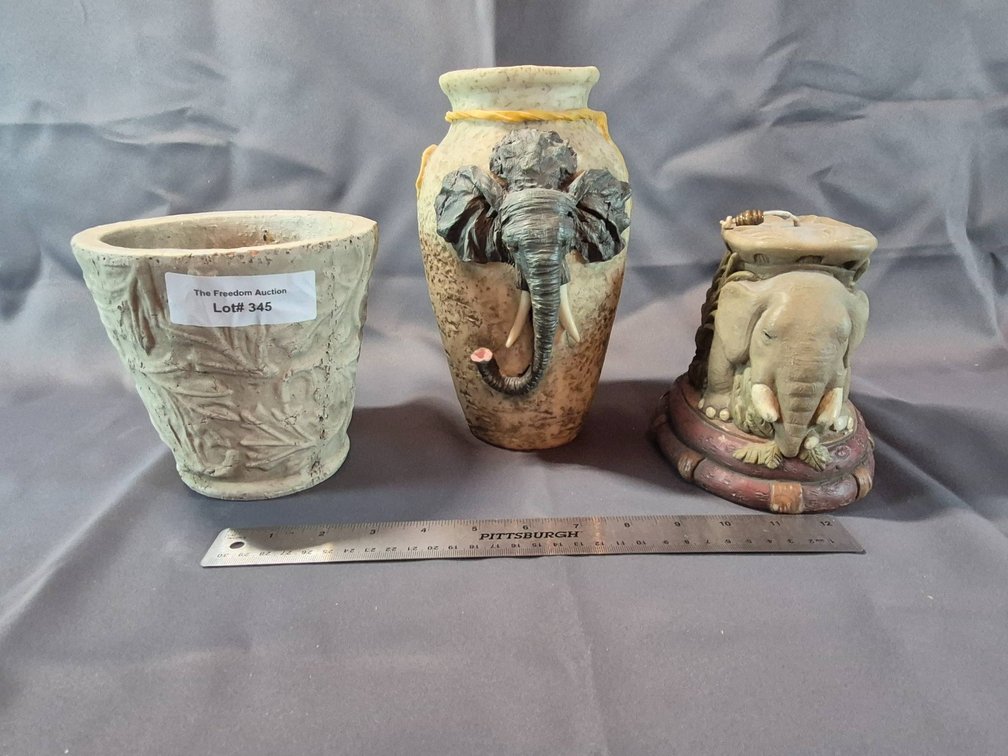Three Elephant-Themed Decorative Objects