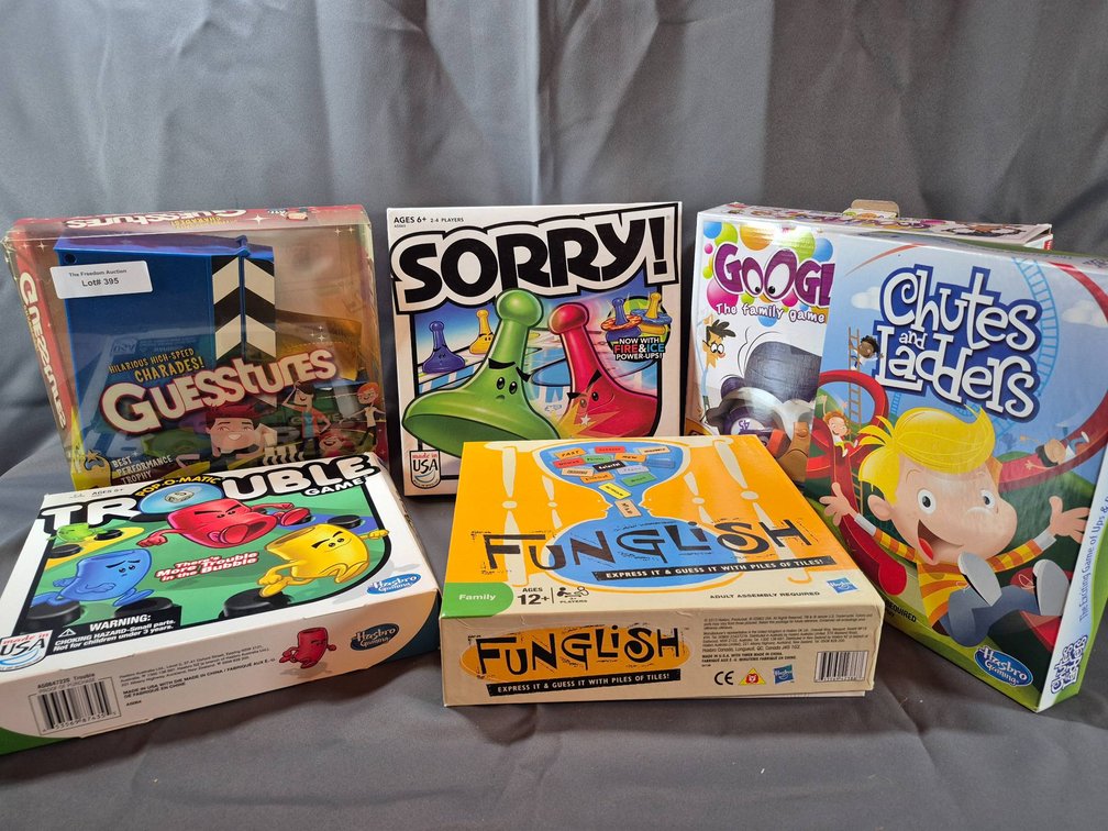 Six Family Board Games Including Hasbro Games