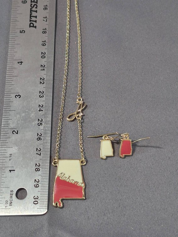 Gold-Tone Alabama State Necklace and Earrings Set