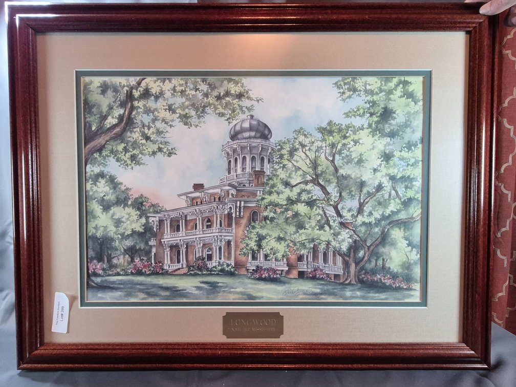 Framed Longwood Natchez Mississippi Artwork by Dale Jennings