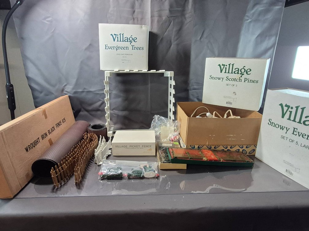 Department 56 Village Accessories and Trees with Fences and Lights