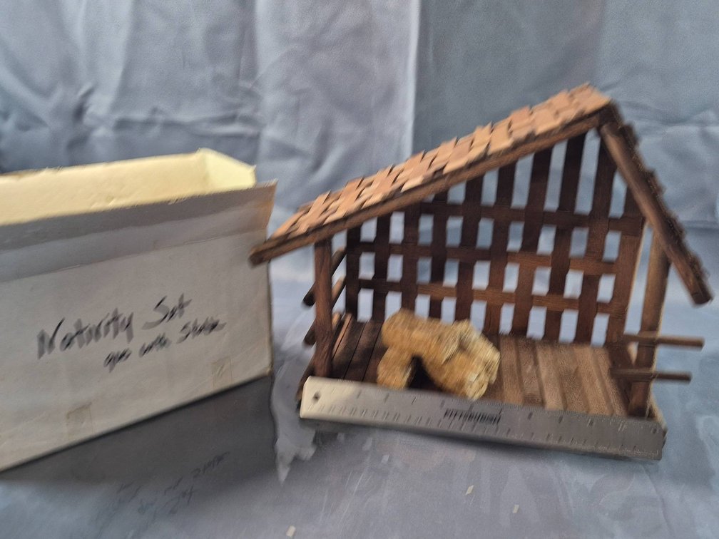 Nativity Set with Wooden Stable and Accessories