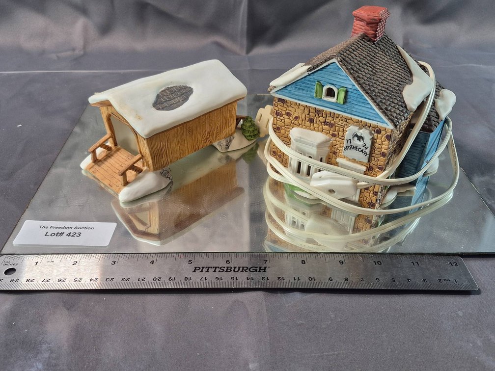 Department 56 New England Village Porcelain House and Covered Bridge Set (1986)