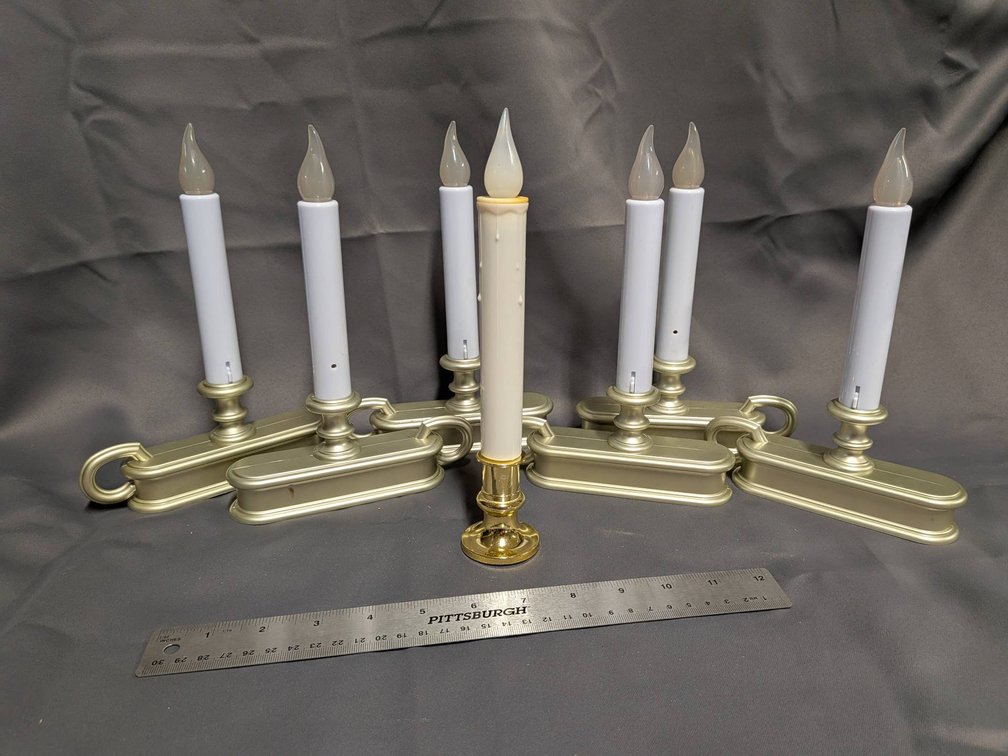 Battery-Operated Candlestick Lamps with Brass Tone Bases