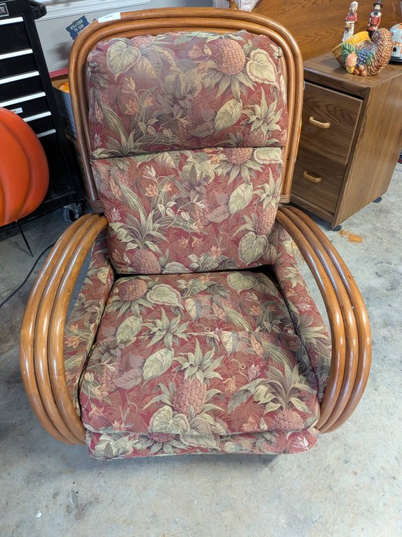 Bentwood-Style Recliner Chair with Floral Upholstery