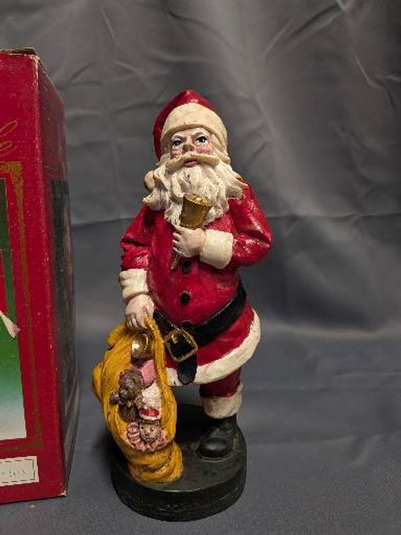 Santa Claus Figurine with Angel and Gift Box