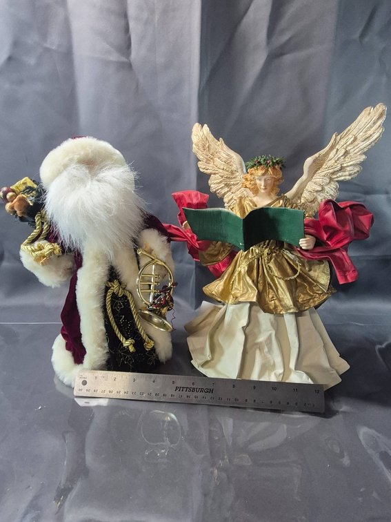 Holiday Decorations: Angel Figures and Santa Claus