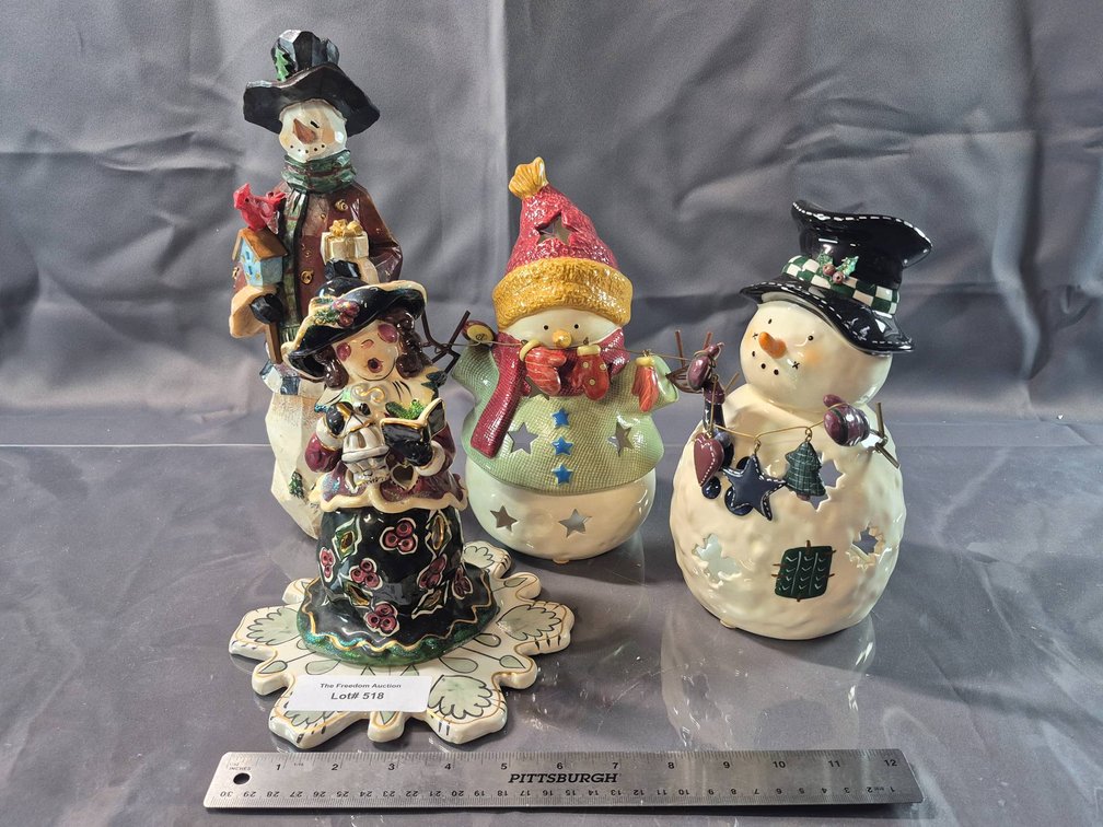 Four 2001 Blue Sky Corp Seasonal Snowman Figures