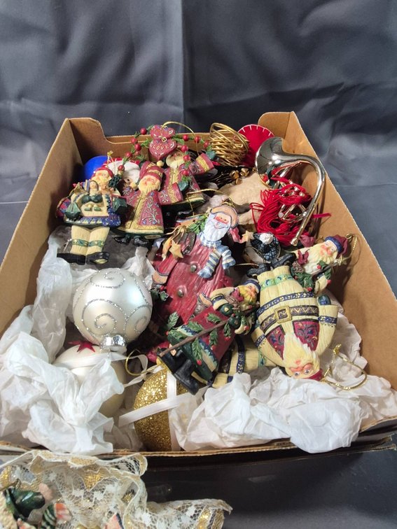 Decorative Holiday Ornaments and Figurines in Box