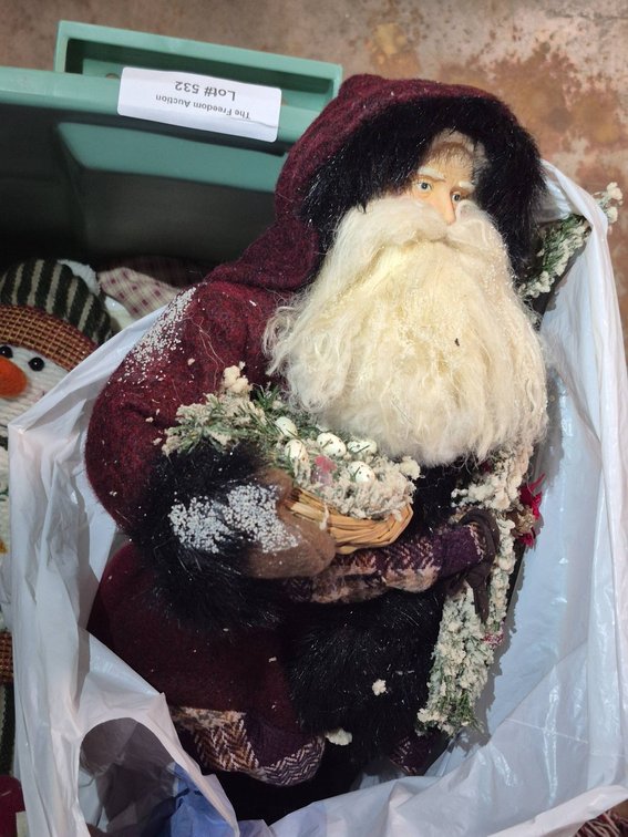 Holiday Decorations Including Santa and Snowman Figures