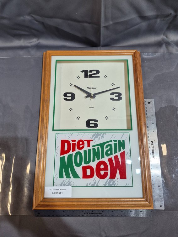Diet Mountain Dew Clock With Non-Functional Mechanism