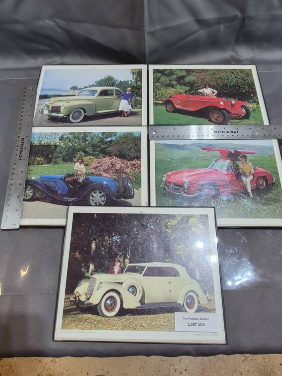 Four Framed Classic Car Photographs by Del and Lois Ponte