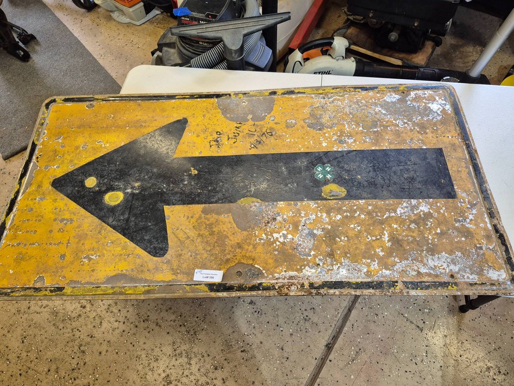 4'x2' Original Metal Street Sign with Black Arrow, 1970s Era Possibility