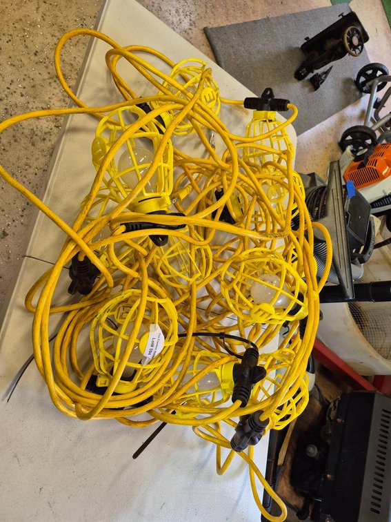 Yellow Construction String Lights with Protective Cages
