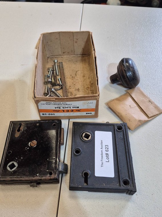CCL Line Cast Iron Rim Lock Set by Corbin Cabinet Lock Div, New in Box