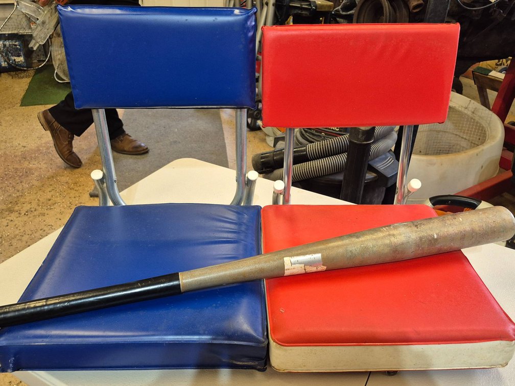 Two Stadium Seats with Baseball Bat Included