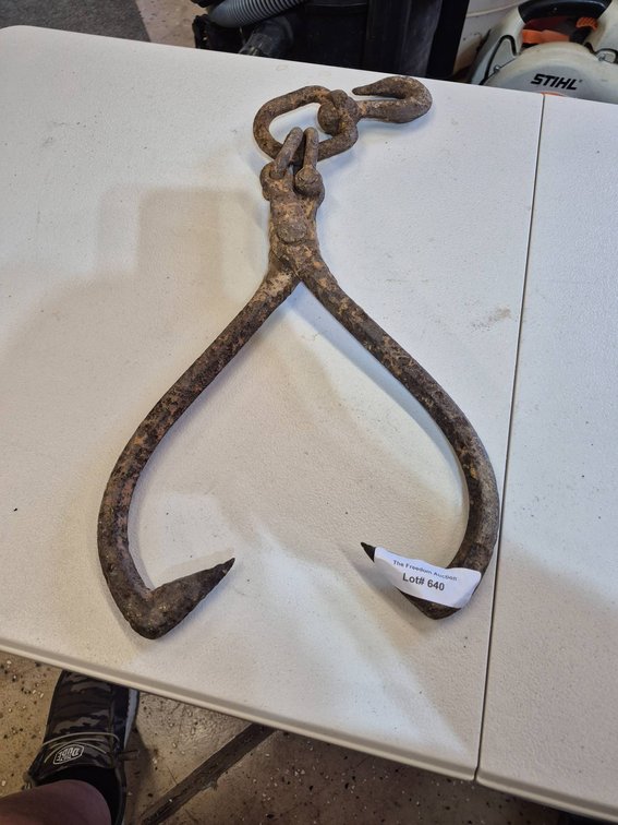 Iron Ice Block or Timber Tongs with Rusted Patina