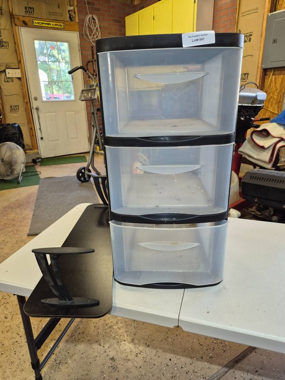 Three-Drawer Plastic Storage Unit with Black Shelf