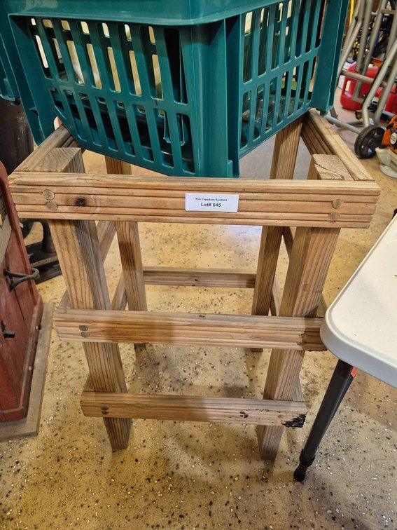 Wooden Stand With Plastic Storage Bins, Lot 645