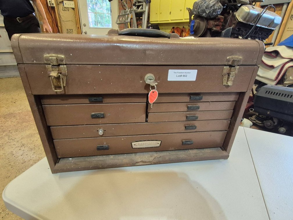 Vintage Metal Tool Chest with Contents, Multiple Drawers