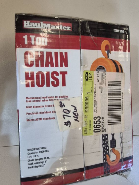 Haul-Master 1 Ton Chain Hoist in Original Packaging