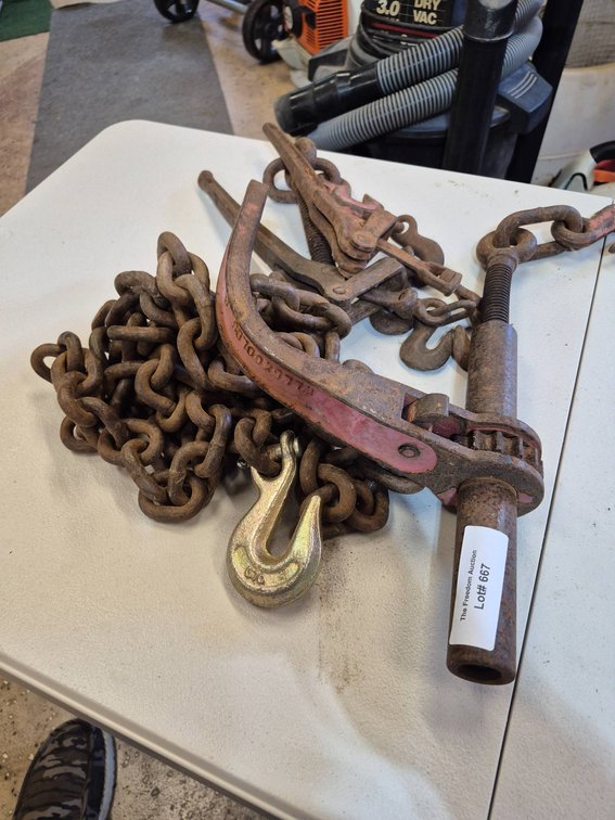 Rusted Chain Binders with Hooks and Chain